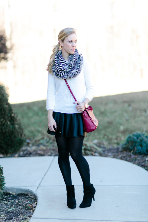 { Short & Sweet: Black leather skirt and Soft sweater } - Meagan's Moda