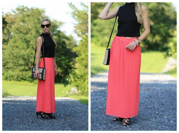 { Cropped Contrast: Sleeveless crop top, Pleated midi skirt & Lace-up ...