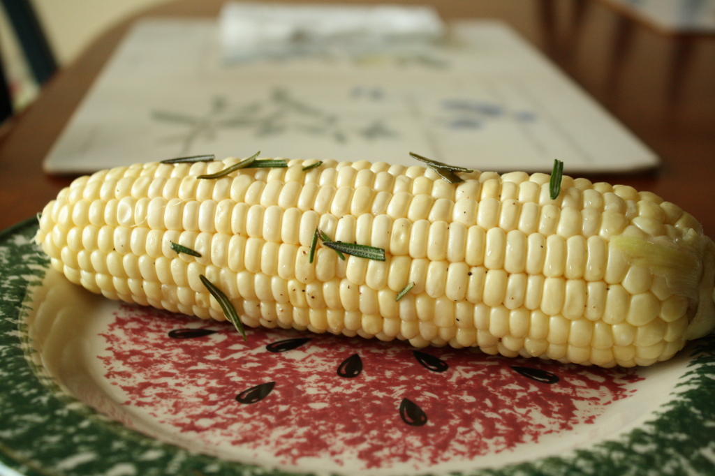 roasted corn recipe, grilled corn with rosemary, grilled corn recipe, cooking with herbs