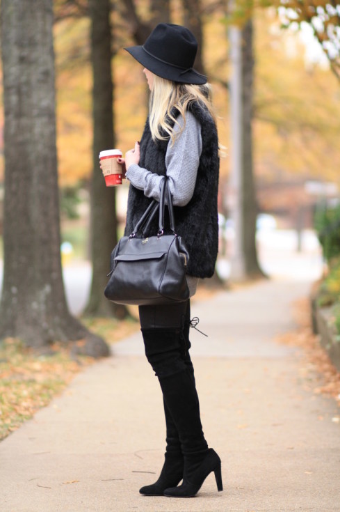 { Taste of Winter: Black fur vest, Turtleneck tunic & OTK boots ...