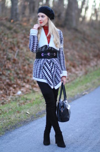 { Nordic Pattern: Chunky cardigan, Red turtleneck & OTK suede boots ...