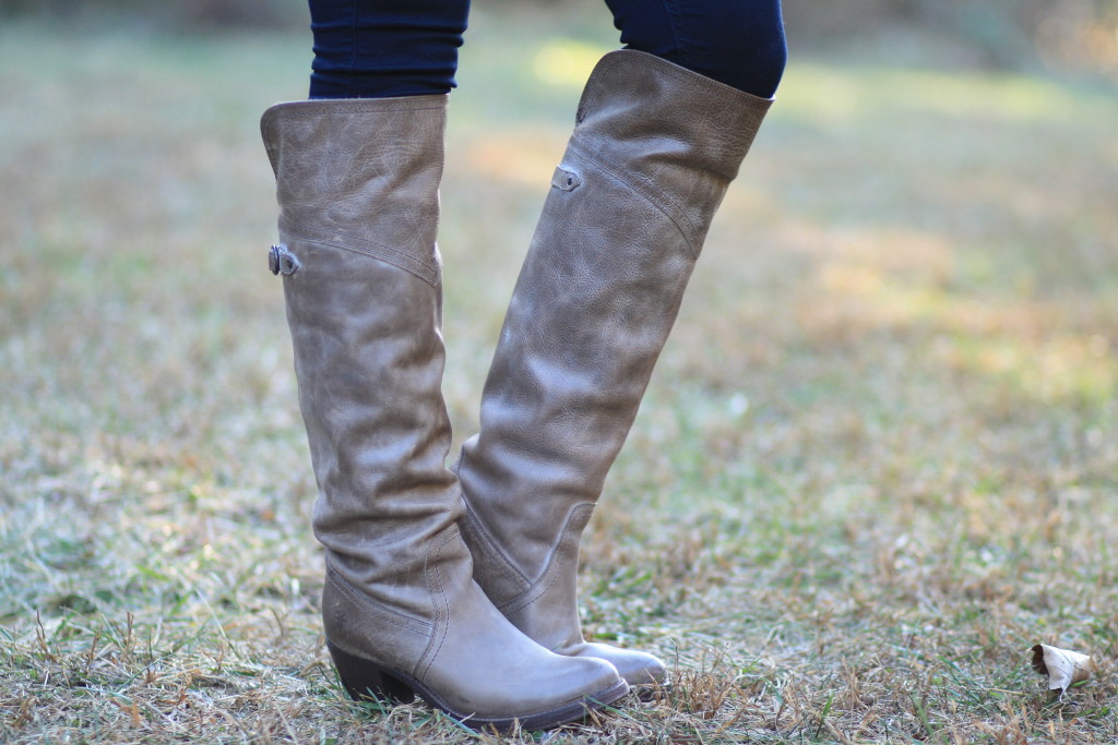 Frye 'Jane Tall' over the knee riding boot, gray leather riding boots, vintage style leather Frye boots