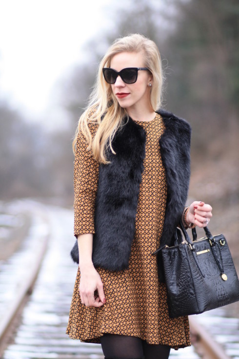 { Instant Glamour: Swing dress, Faux fur vest & Thigh high boots ...