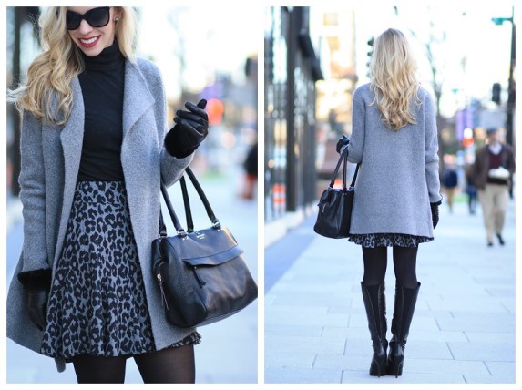 { City Lights: Sweater coat, Leopard skirt & Knee high boots } - Meagan ...