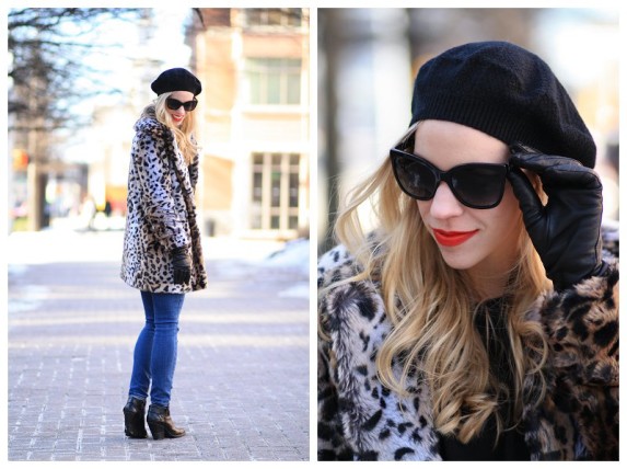 { Soft Statement: Leopard faux fur coat, Distressed denim & Black ...