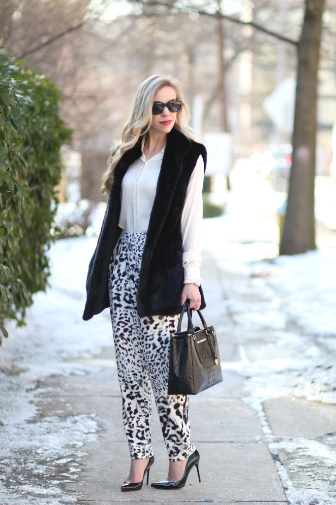 Winter Leopard: Fur vest, Animal print pants & Black details } - Meagan's  Moda