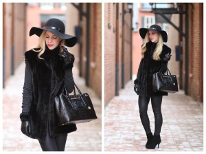 black floppy winter hat