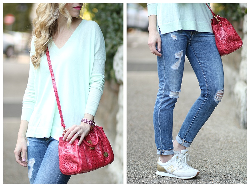 mint green sneakers outfit