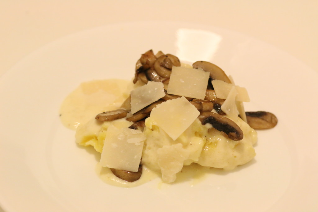 homemade gnocchi in parmesan cream sauce with mushrooms, recipe for cooking gnocchi