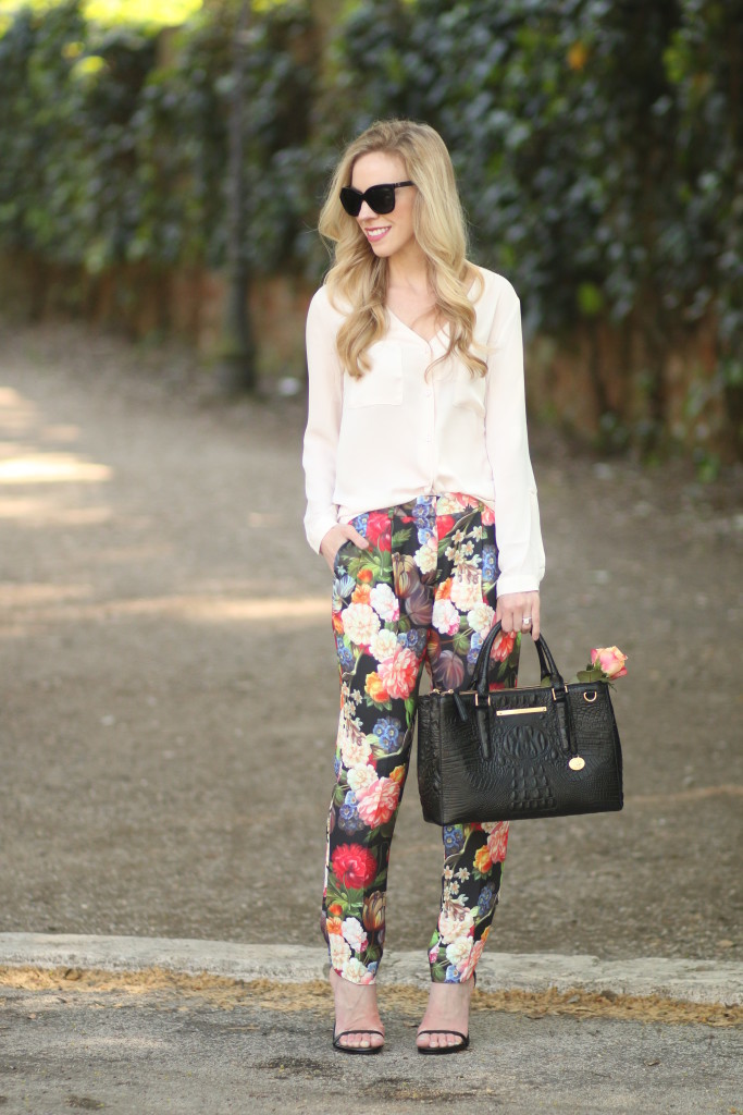 Fiori: Light pink blouse, Floral print pants & Stiletto sandals } -  Meagan's Moda