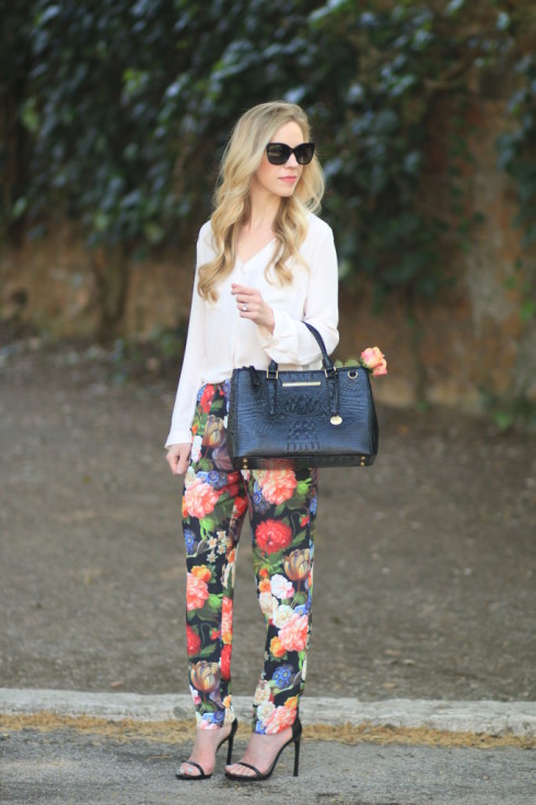 { Fiori: Light pink blouse, Floral print pants & Stiletto sandals ...