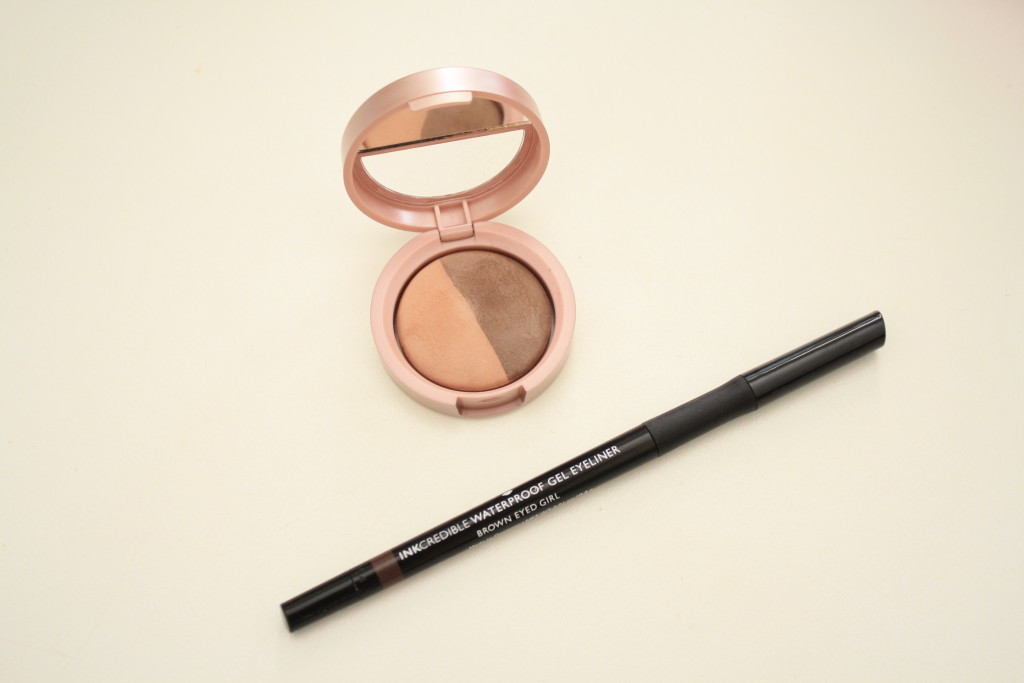 Laura Geller brown eyed girl waterproof gel eyeliner, eyeshadow duo petal and earth, QVC 'Life in Rose' beauty collection review, how to apply Laura Geller baked eyeshadow