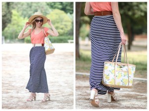 { Easy Breezy: Straw hat, Striped maxi skirt & Lace-up sandals ...