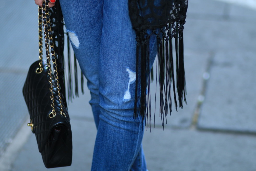 { On the Fringe: Lace kimono, Boyfriend jeans & Stiletto sandals ...