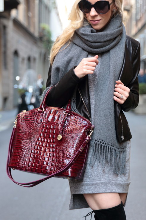 { Layers in Milan: Leather jacket, Sweatshirt dress & OTK boots ...