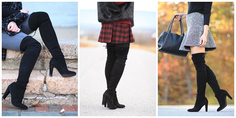 over the knee high heel boots outfits