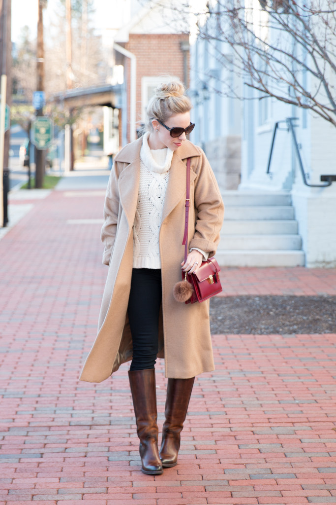 max-mara-camel-coat-louis-vuitton-brown-and-gold-shine-shawl-scarf-outfit -with-louis-vuitton-monogram-scarf - Meagan's Moda