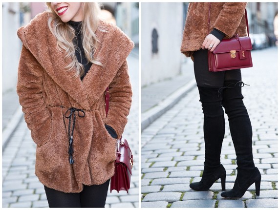 { Teddy Bear: Cozy coat, Leather denim & Over-the-knee boots } - Meagan ...