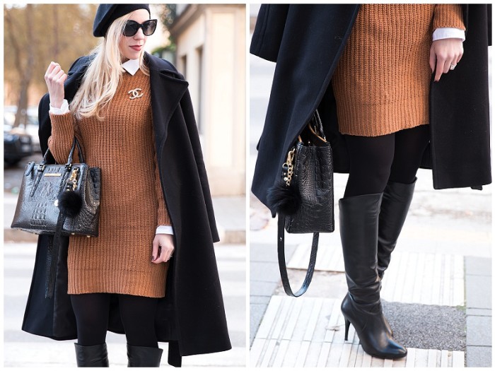 { New Flame: Wool coat, Sweater Dress & Knee high boots } - Meagan's Moda