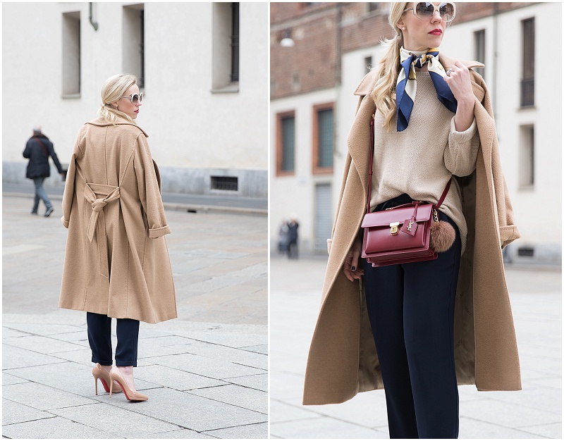 Louis Vuitton Saint Germain bag dune leather, Max Mara camel wrap coat, wrap  coat with culottes outfit, Milan Fashion Week street style AW16 - Meagan's  Moda