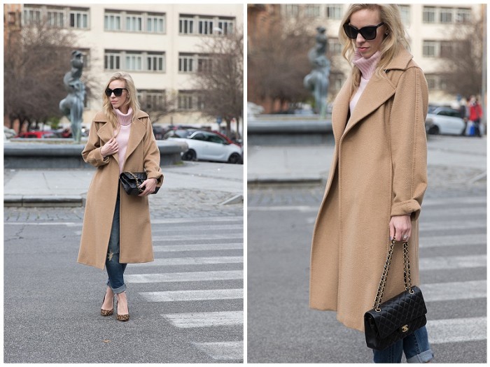 { Feminine Details: Camel coat, Pink turtleneck & Leopard ...