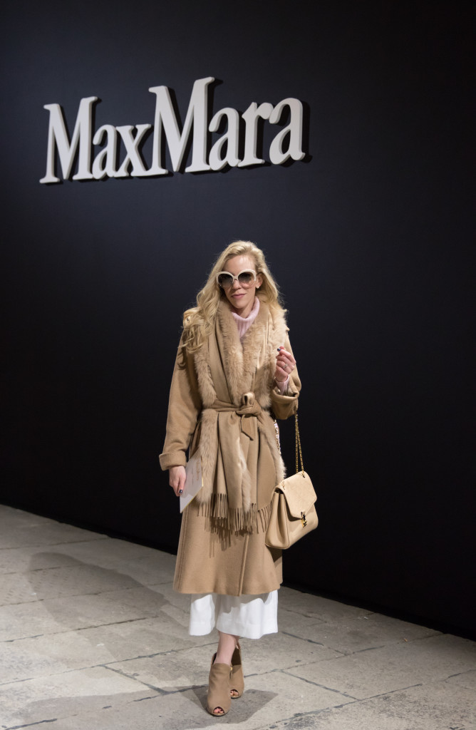 Milan Fashion Week AW16: Camel coat & Silk scarf//Les Copains show } -  Meagan's Moda