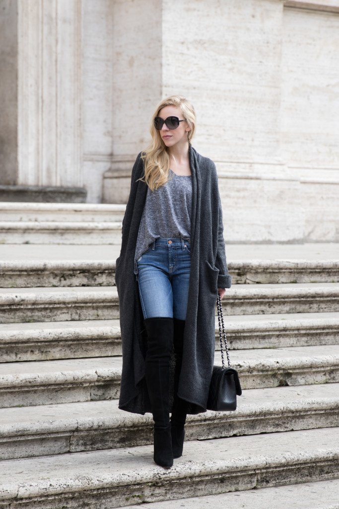 { How to Wear a Duster Cardigan: Dolman tee, High waist denim & Over ...