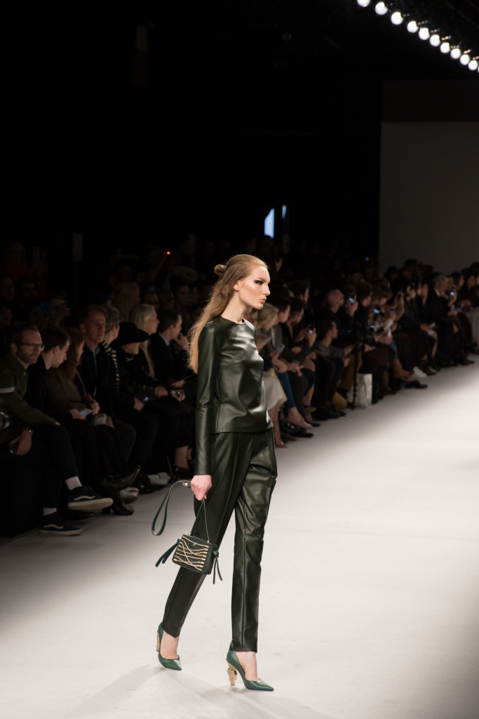 Aigner Munic emerald green leather pants Milan Fashion Week AW16