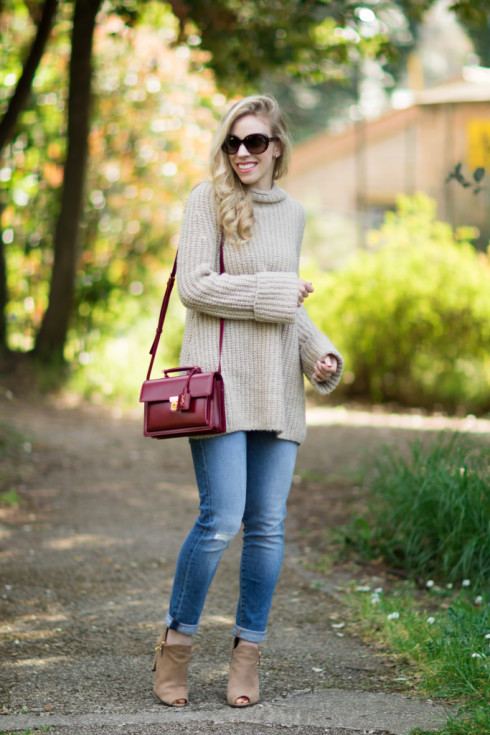 { Walk in the Park: Bell sleeve sweater, Boyfriend jeans & Peep-toe ...