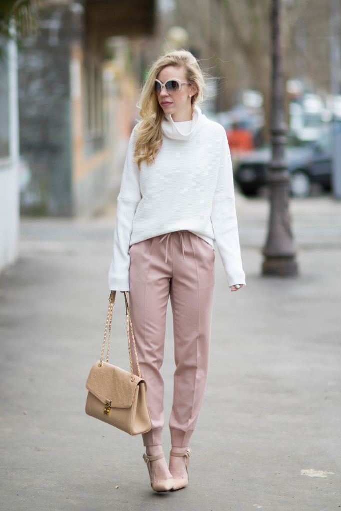 PINK SWEATER + WHITE DENIM