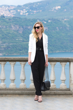 { Anniversary Dinner in Castel Gandolfo: White blazer, Black jumpsuit ...