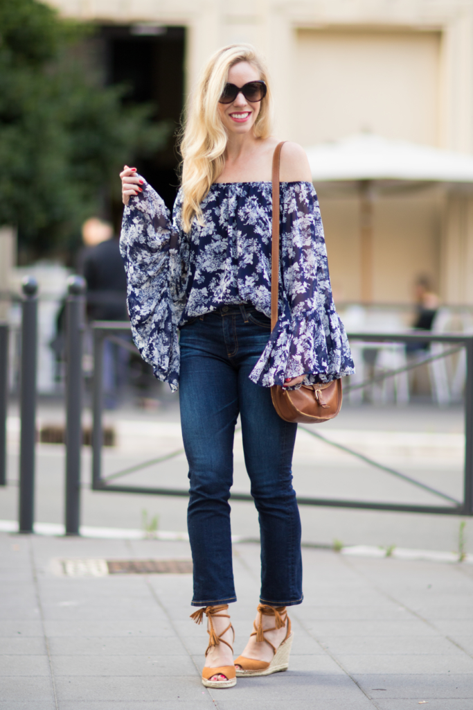 Blue & White Flare Top