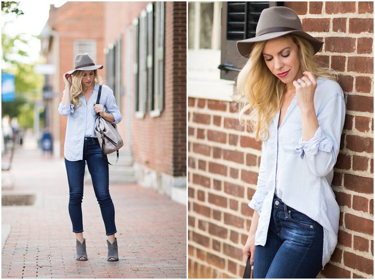 { Denim Love: Chambray shirt, Cropped jeans & Peep-toe booties ...