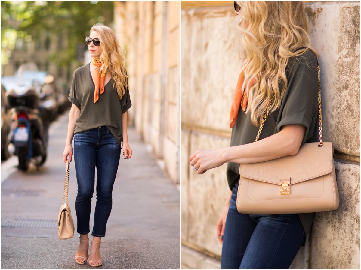 { Vintage Accent: Olive tee, Silk scarf & Cropped denim } - Meagan&#39;s Moda