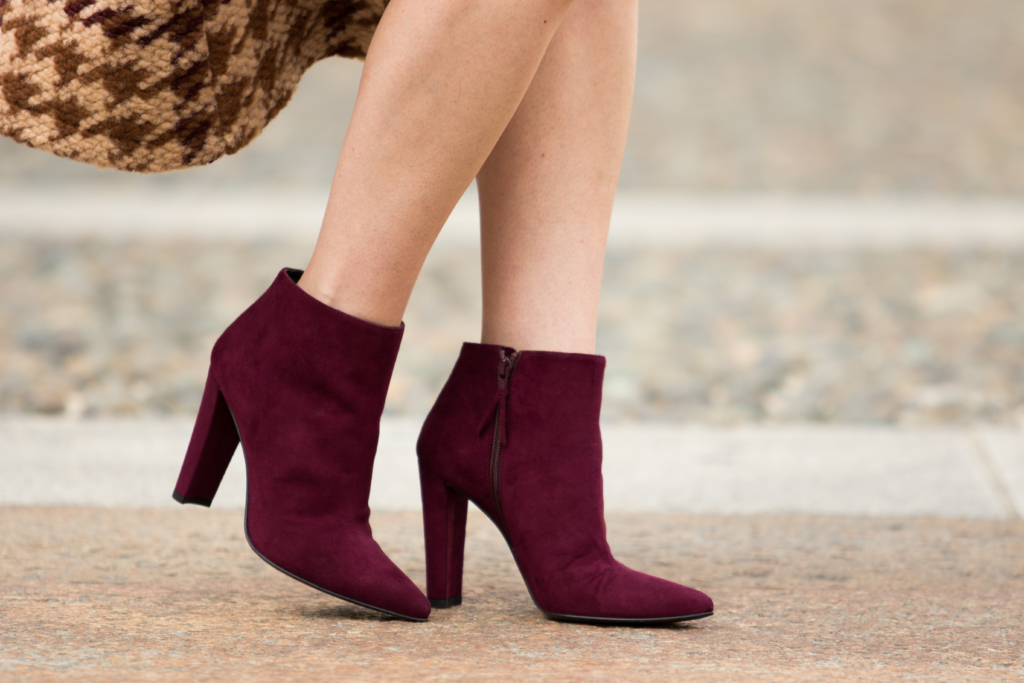 burgundy suede booties