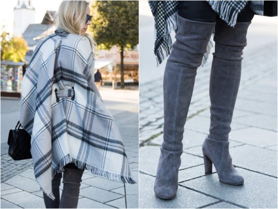 { Cozy in Garmisch: Plaid cape, Leather leggings & OTK boots } - Meagan ...