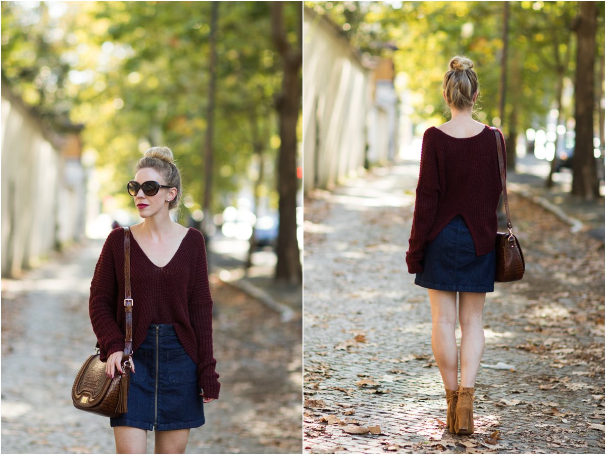 Oversized sweater denim clearance skirt