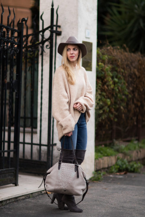 thigh high boots with oversized sweater