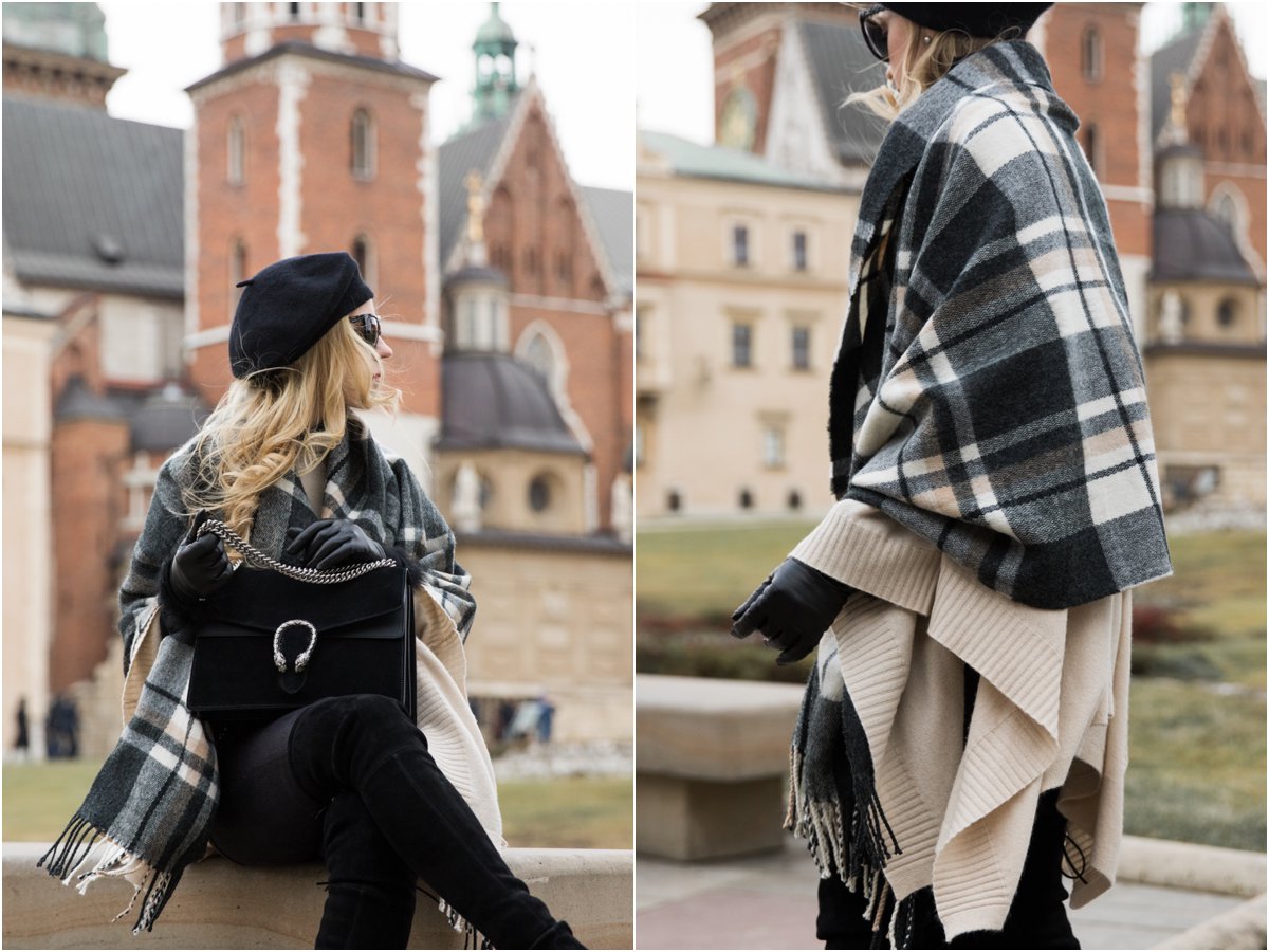 black and white scarf outfit