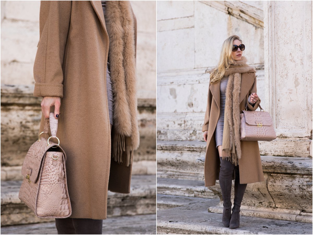 max mara camel coat pink and camel outfit how to wear pink for winter brahmin brinley satchel silk melbourne Meagan s Moda