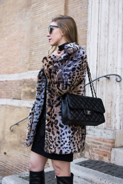 Leopard Coat & Little Black Dress for New Year's Eve - Meagan's Moda