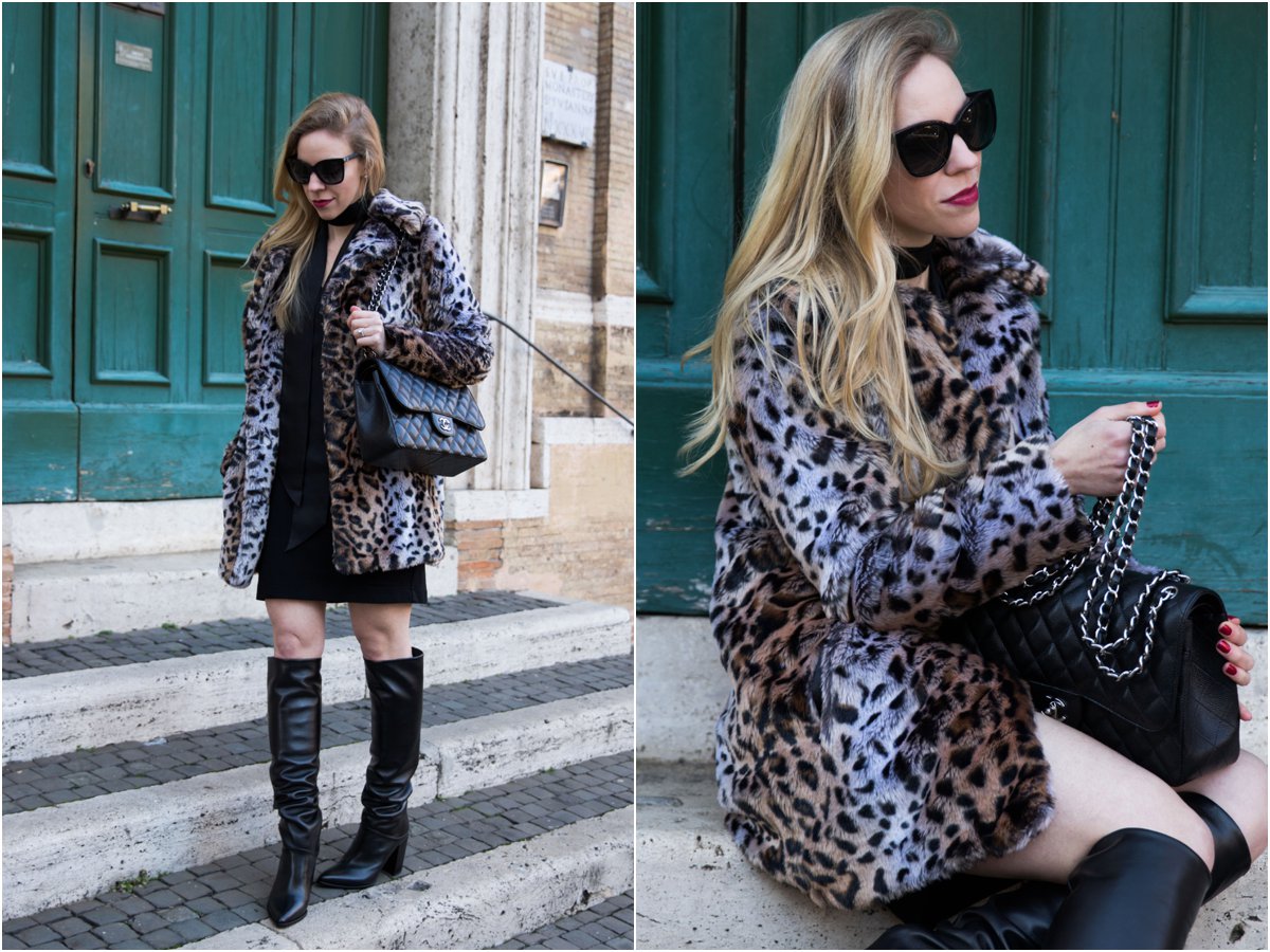 Leopard Coat & Little Black Dress for New Year's Eve - Meagan's Moda