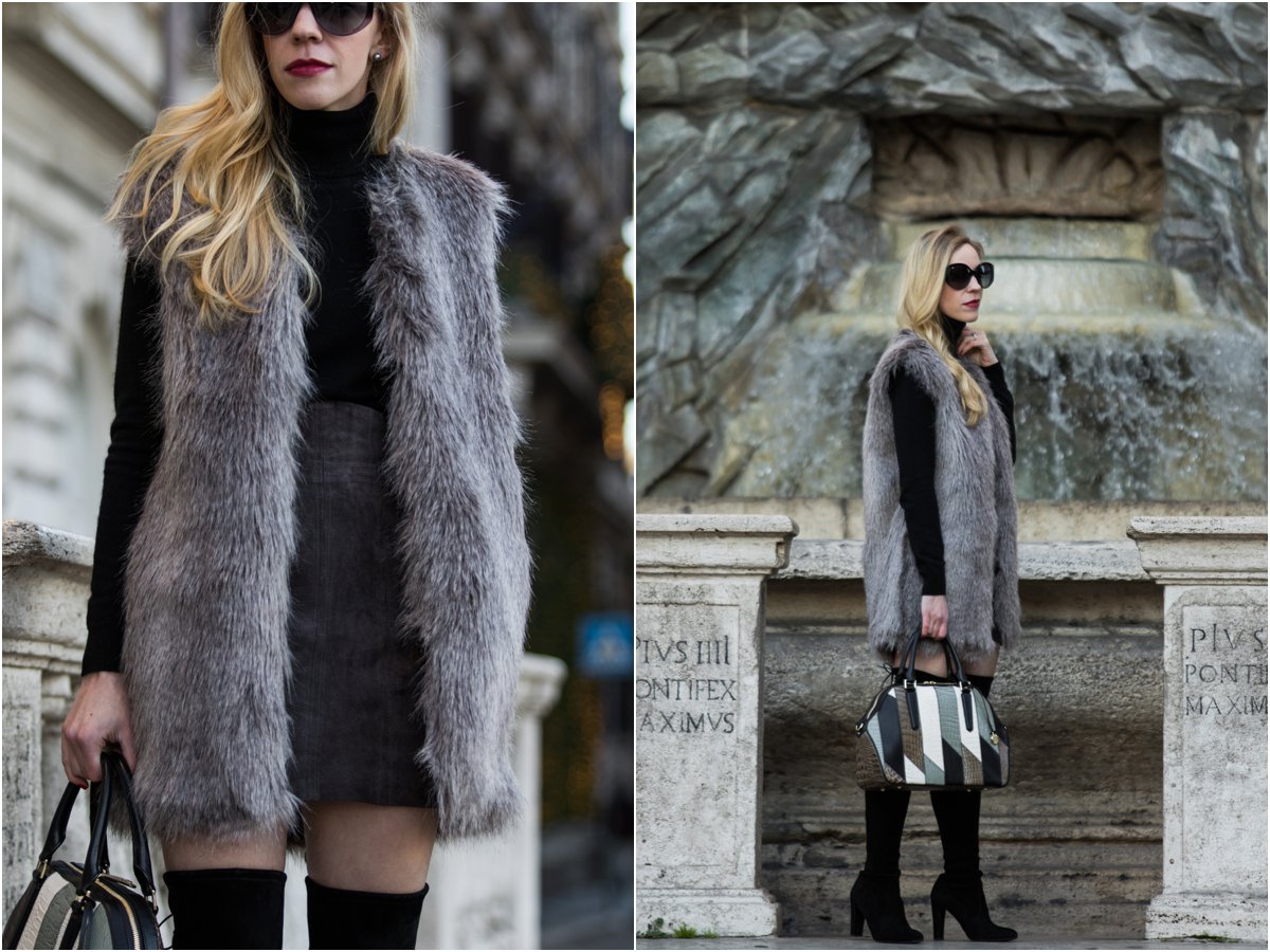 Fall Style: Faux fur vest & Over The Knee Boots! - FASHION HOTBOX