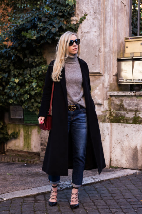 Black Coat & Boyfriend Jeans - Meagan's Moda