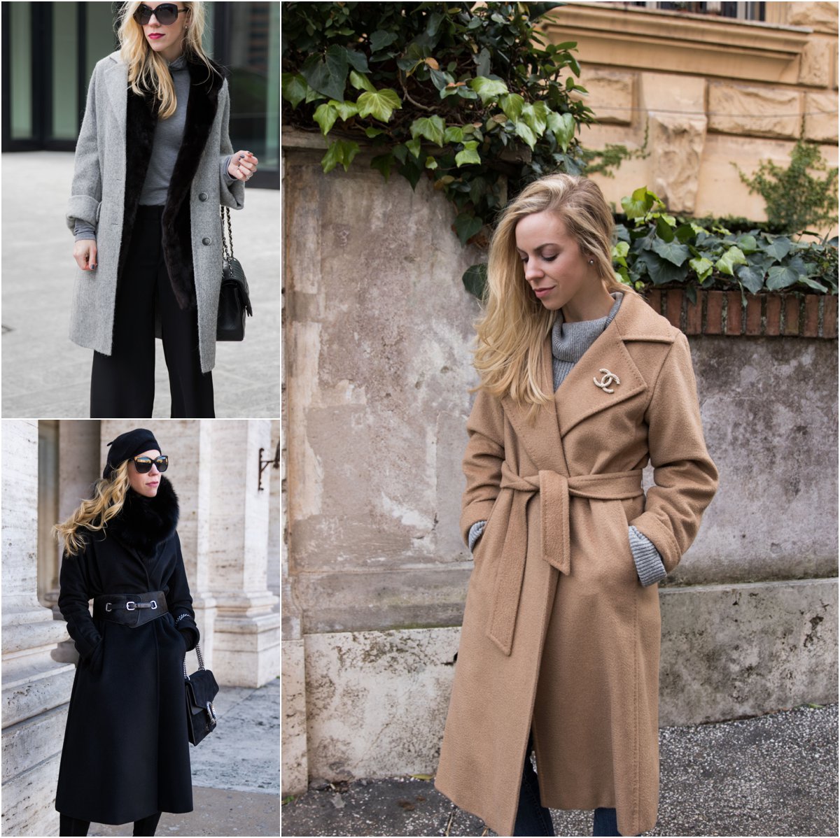 how to change the look of your winter coat with accessories and layers, how  to reinvent your winter coat with a belt and Chanel brooch pin - Meagan's  Moda