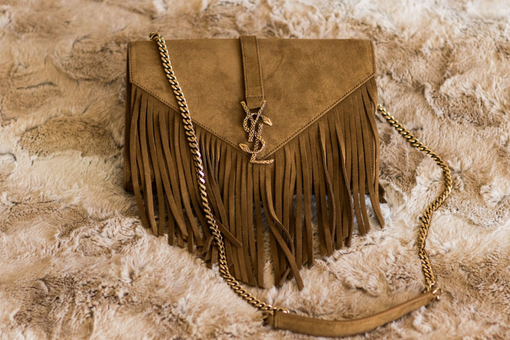 Mustard Suede Bag With Fringe 84625A