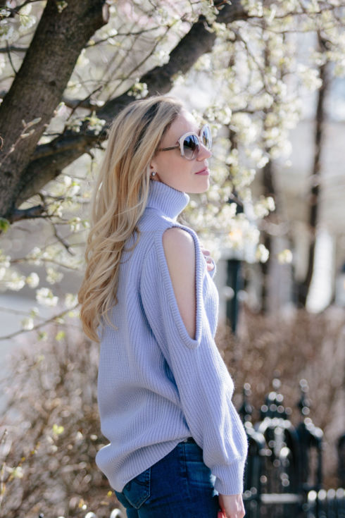 light blue sweater outfit