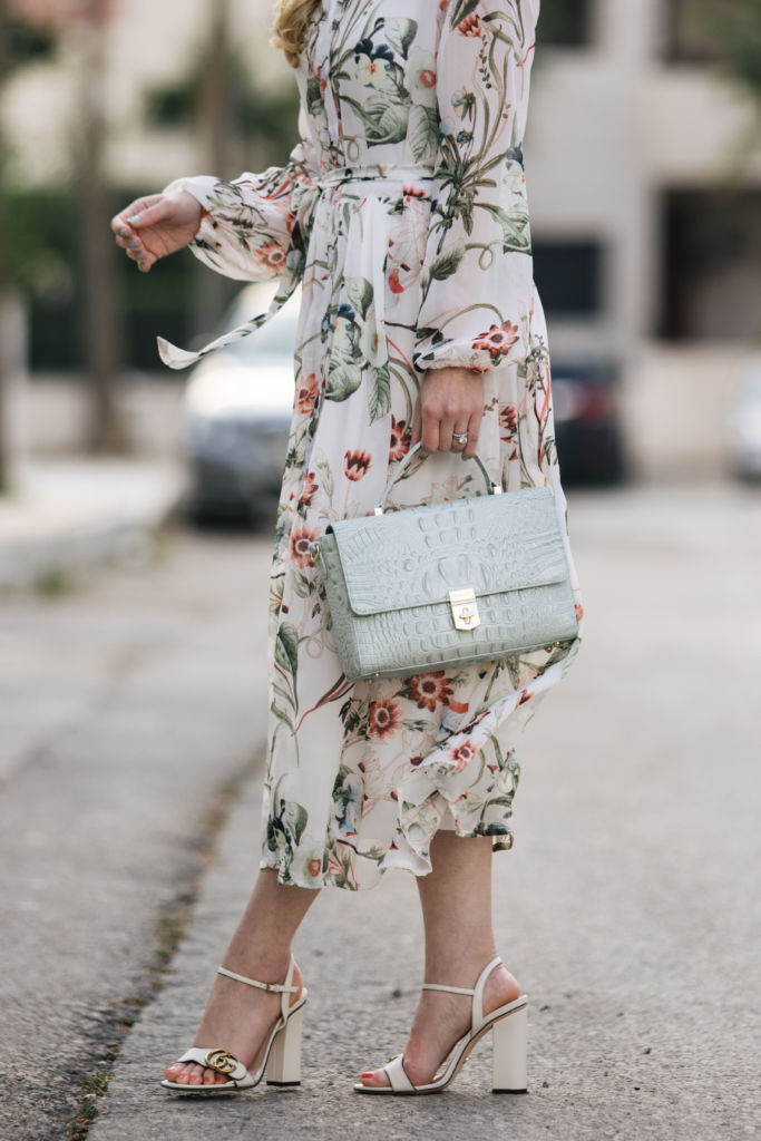 Feminine Floral: Midi Dress & Block Heel Sandals - Meagan's Moda