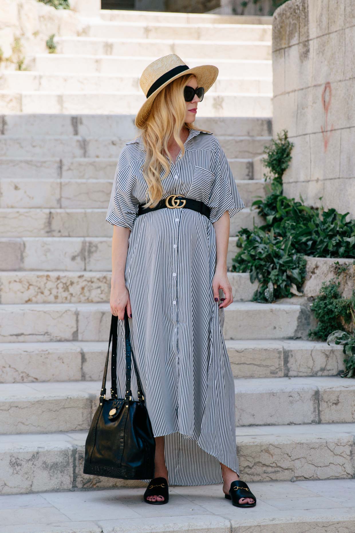 shirt dress with gucci belt