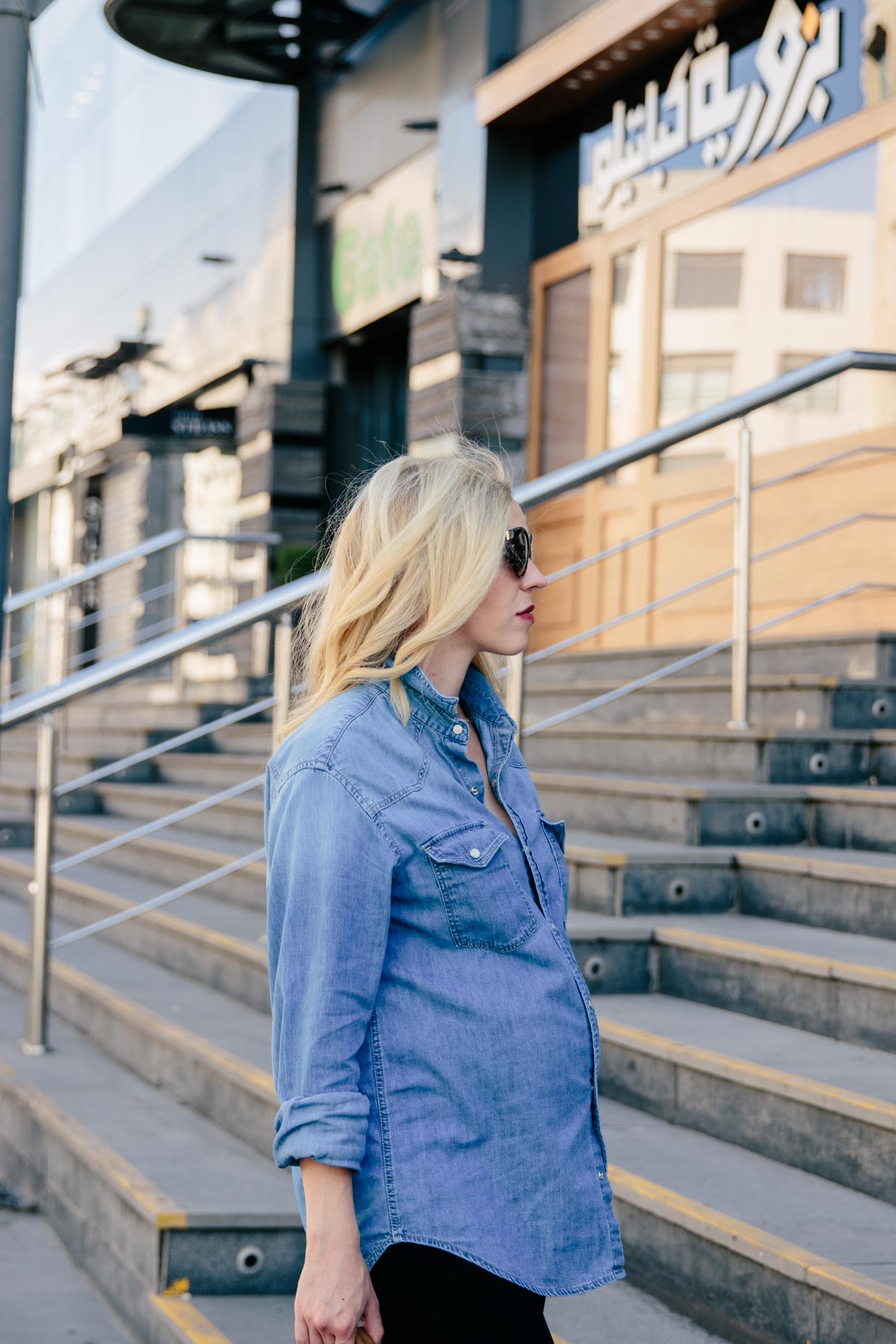 Western Meets Edgy: Oversized Denim Shirt with Black Jeans & Suede